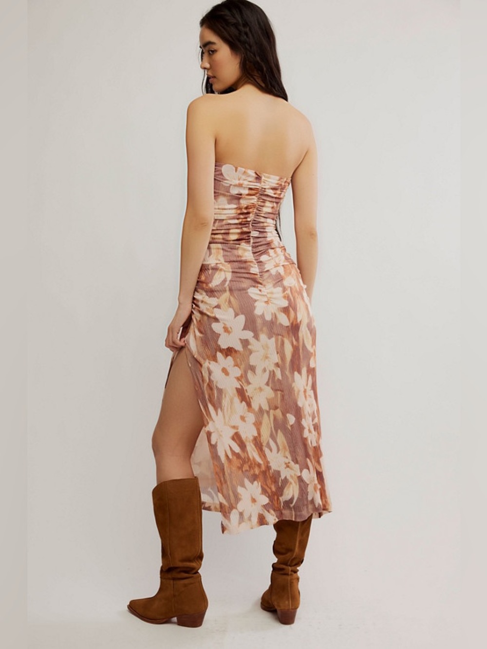 Free People Strapless Floral Midi Dress